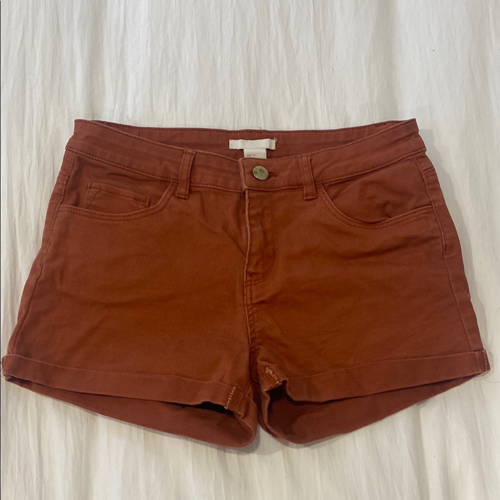 H&M Brown Jean Shorts with Cuffed Hem